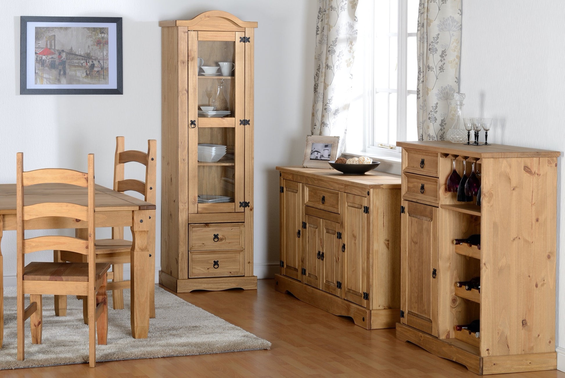 Corona 4 Door 1 Drawer Sideboard - Distressed Waxed Pine