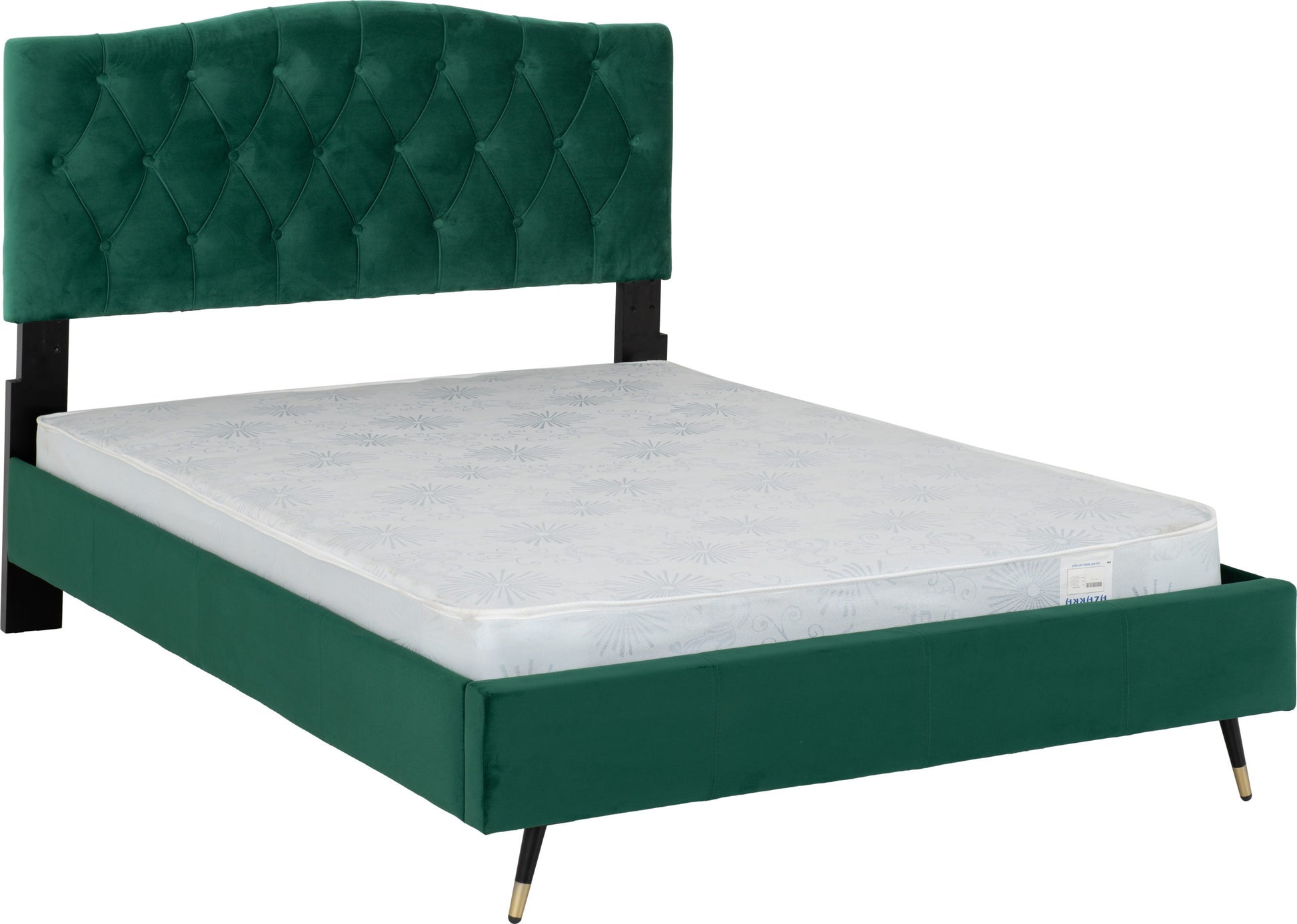 Freya 4'6" Double Bed - Green Velvet Fabric