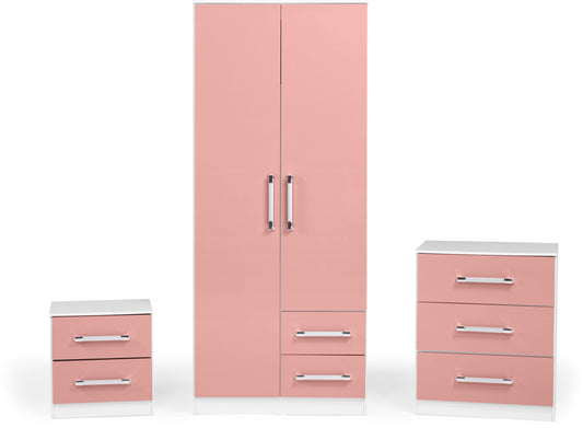 Jasper Bedroom Set - White/Pink Gloss