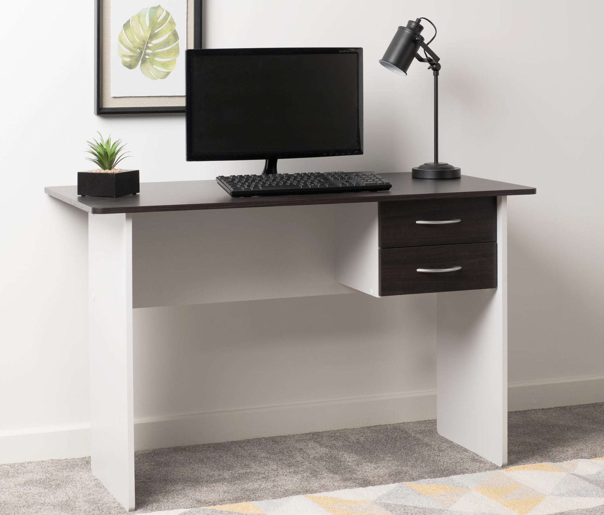 Jenny 2 Drawer Study Desk - Wenge/White