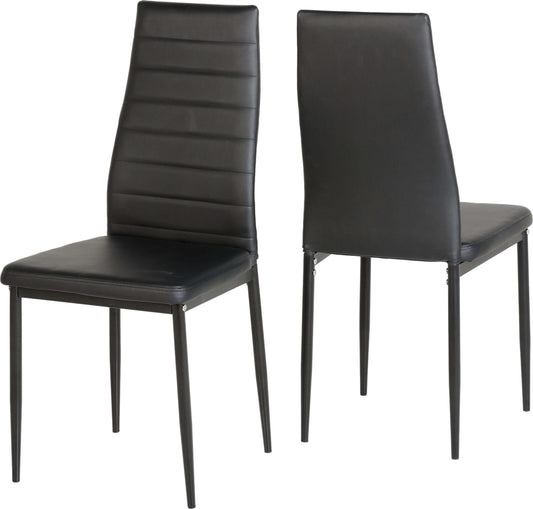 Abbey Chair x 2 - Black Faux Leather