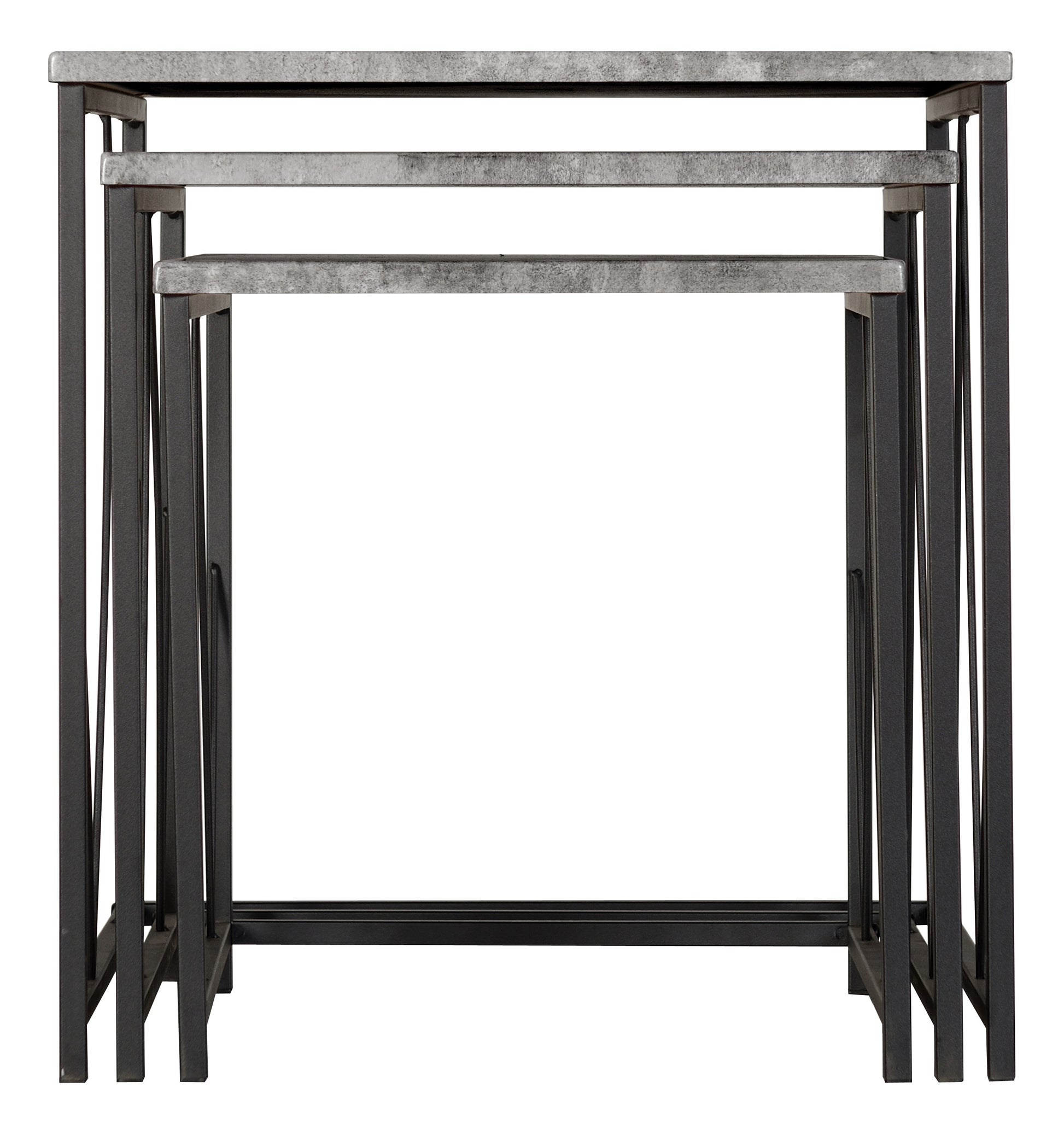 Athens Square Nest Of Tables- Concrete Effect/Black- The Right Buy Store