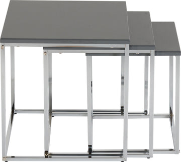 Charisma Nest Of Tables - Grey Gloss/Chrome - The Right Buy Store