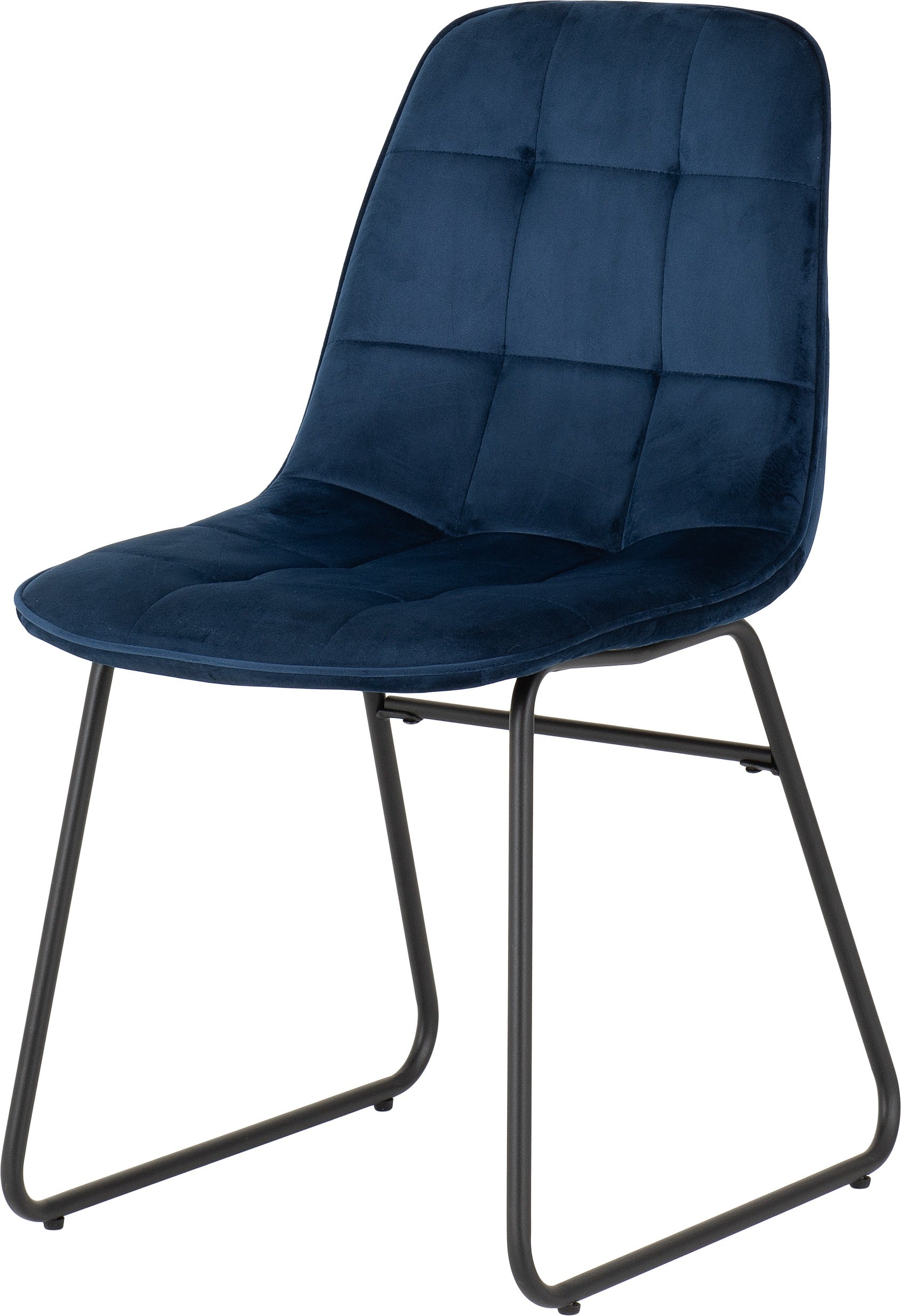 Berlin Dining Set with Lukas Chairs - Black Wood Grain/Sapphire Blue Velvet