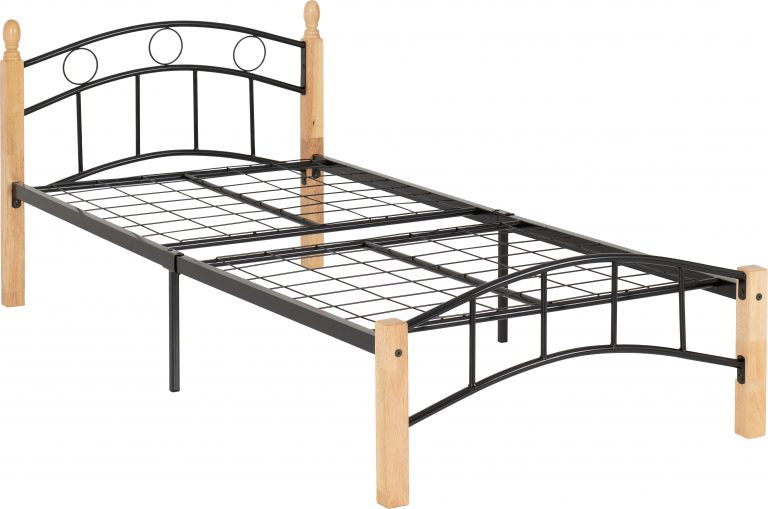 Luton 3' Single Bed - Natural/Black