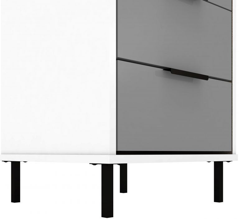 Madrid 3 Drawer Bedside - Grey/White Gloss