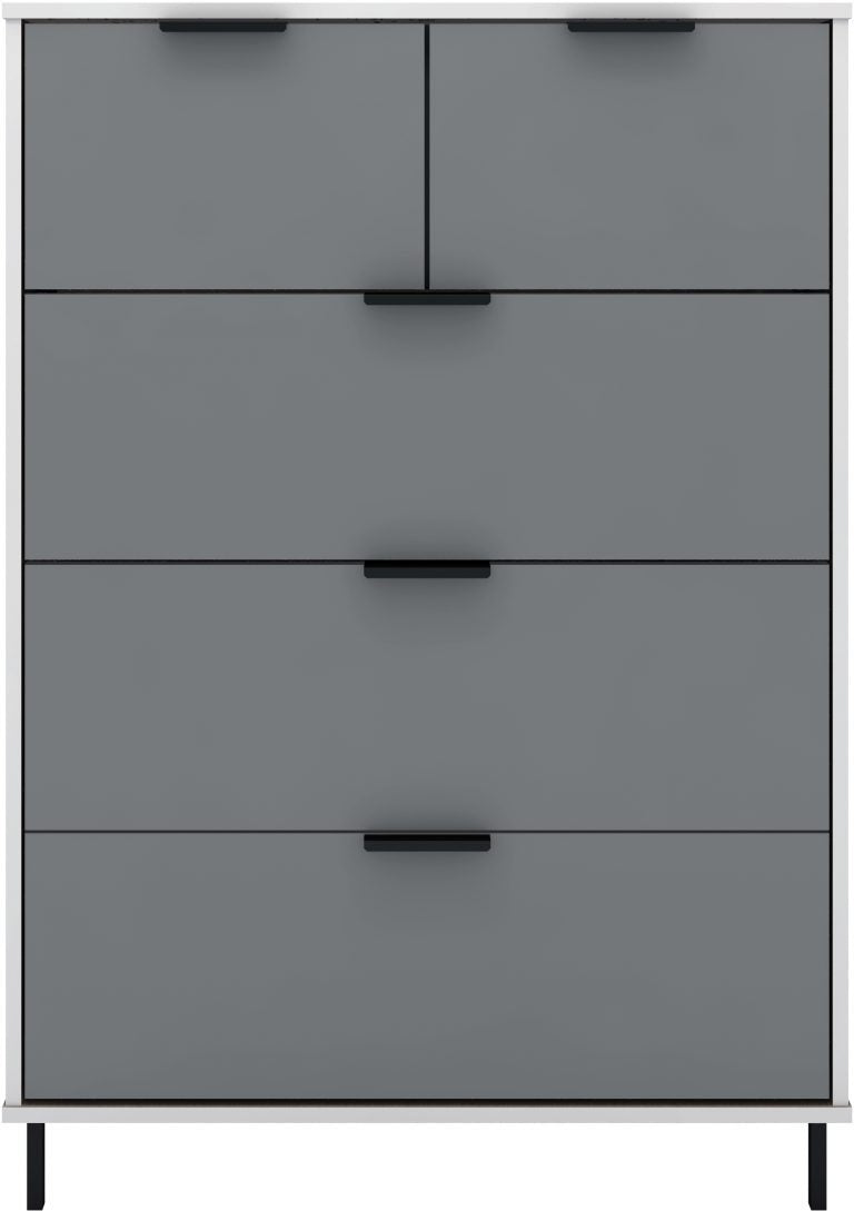 Madrid 3+2 Drawer Chest - Grey/White Gloss