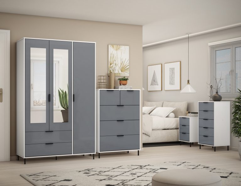 Madrid Bedroom Set- Grey/White Gloss