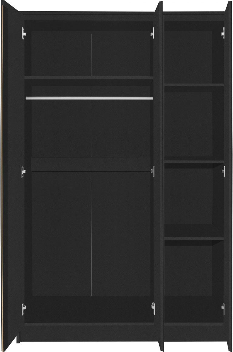 Malvern 3 Door Wardrobe - Black