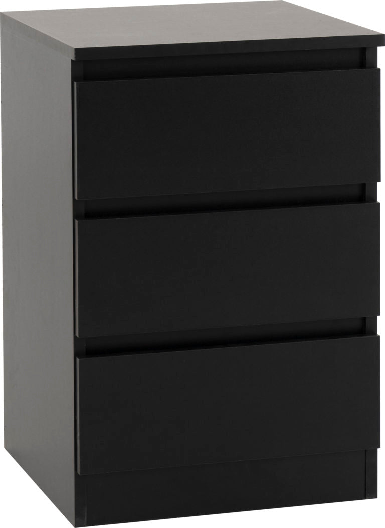 Malvern 3 Drawer Bedside Black- The Right Buy Store