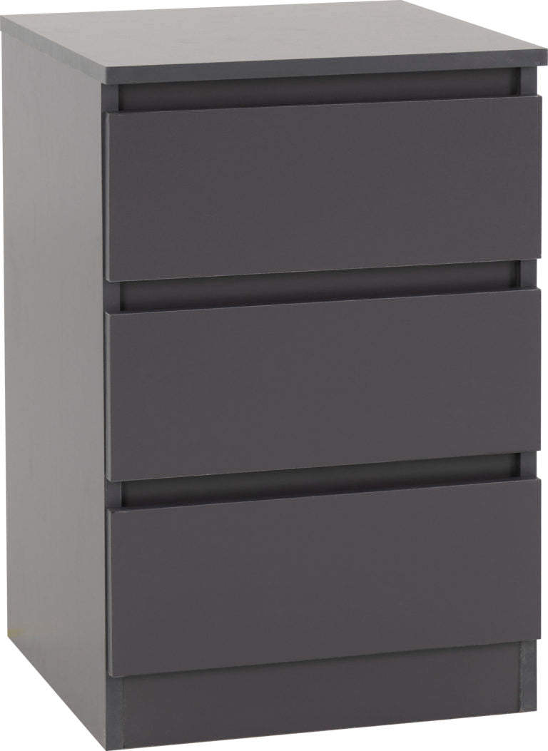 Malvern 3 Drawer Bedside Grey- The Right Buy Store