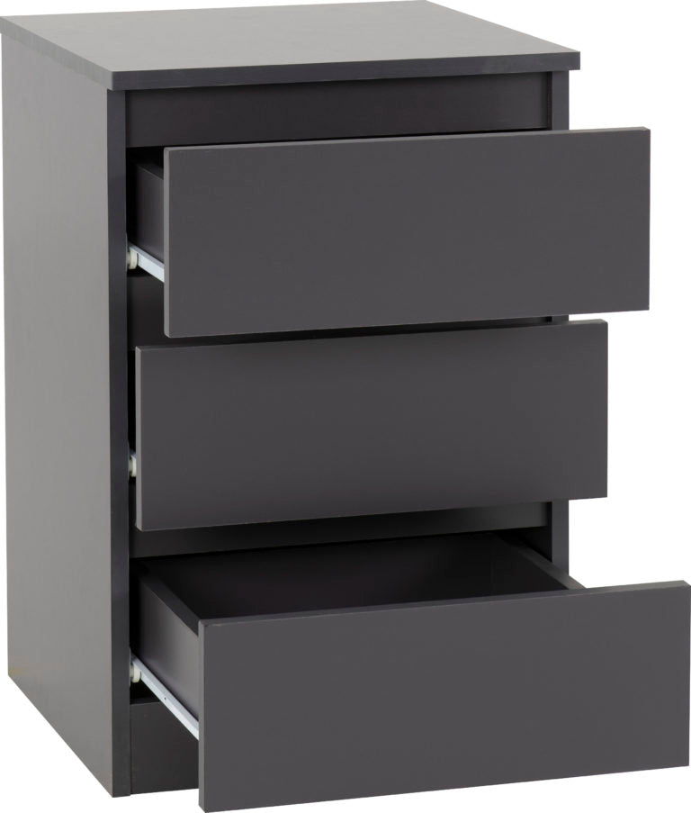 Malvern 3 Drawer Bedside Grey- The Right Buy Store