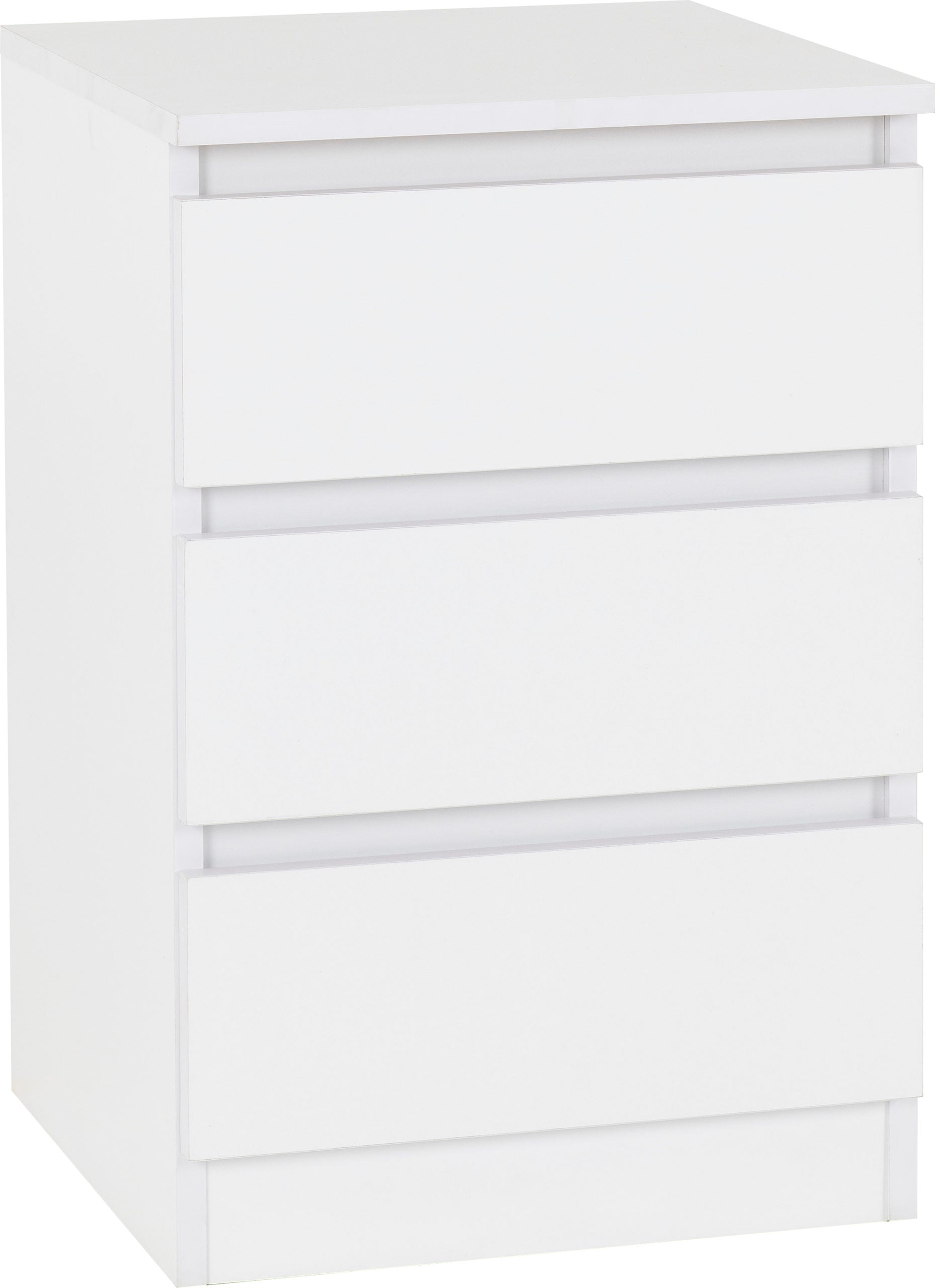 Malvern 3 Drawer Bedside Locker - White