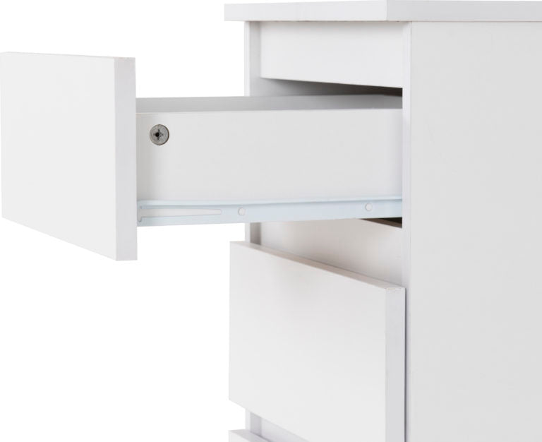 Malvern 3 Drawer Bedside White- The Right Buy Store