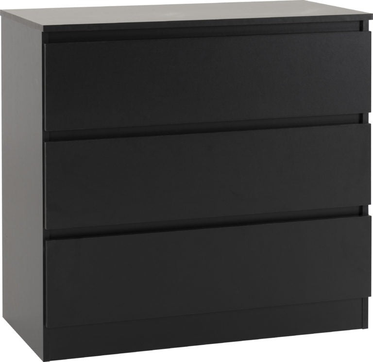 Malvern 3 Drawer Chest Black- The Right Buy Store