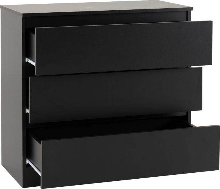 Malvern 3 Drawer Chest Black- The Right Buy Store