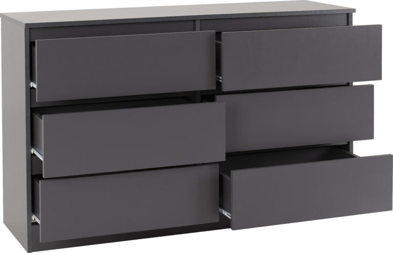 Malvern 6 Drawer Chest Grey- The Right Buy Store