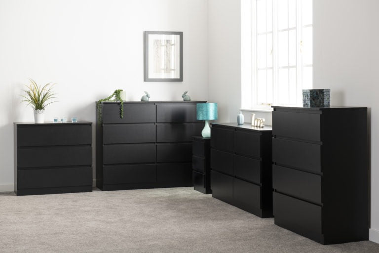 Malvern 4 Drawer Chest Black- The Right Buy Store