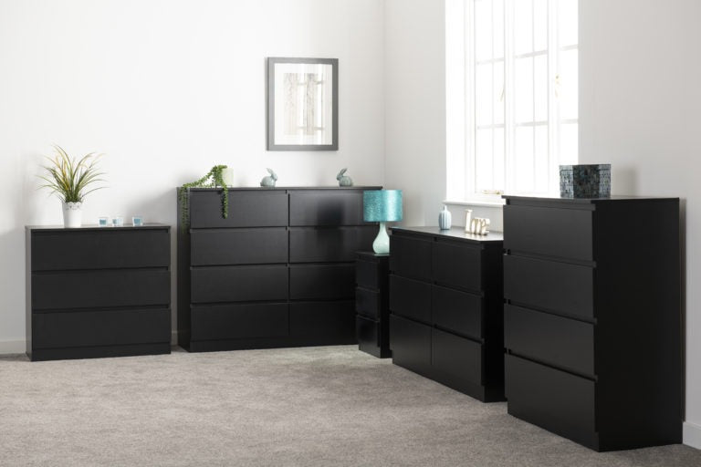 Malvern 3 Drawer Chest Black- The Right Buy Store