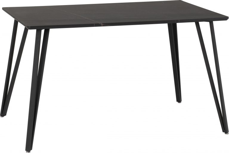 Marlow Dining Table - Black Marble Effect/Black