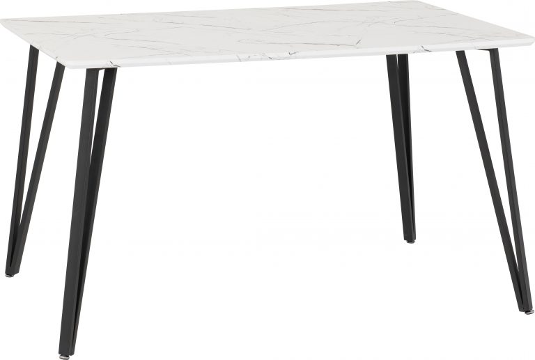 Marlow Dining Set - White Marble Effect/Black/Grey Velvet