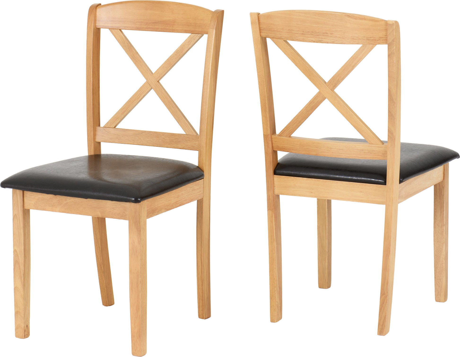 Mason Chair (Pair) - Oak Varnish/Brown Faux Leather