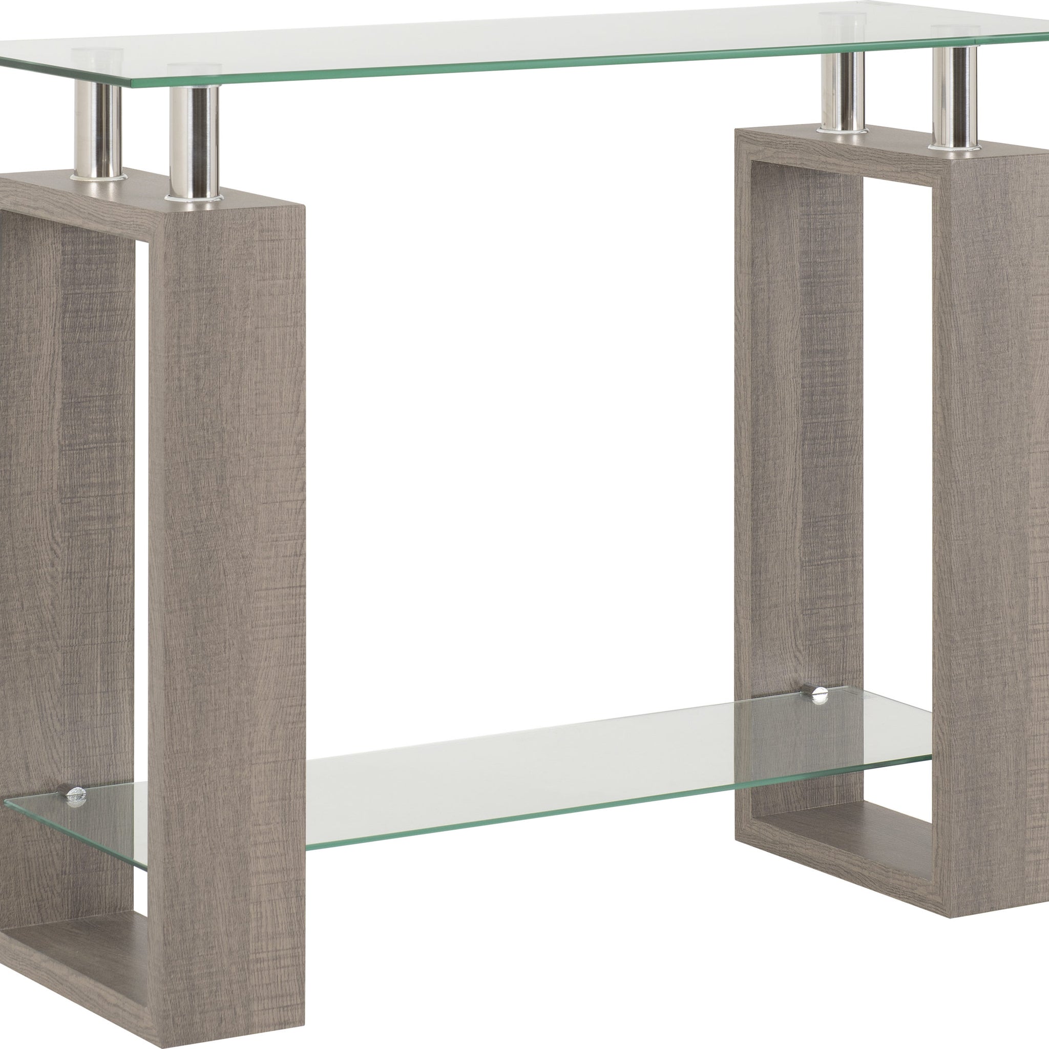 Milan Console Table - Light Charcoal/Clear Glass/Silver