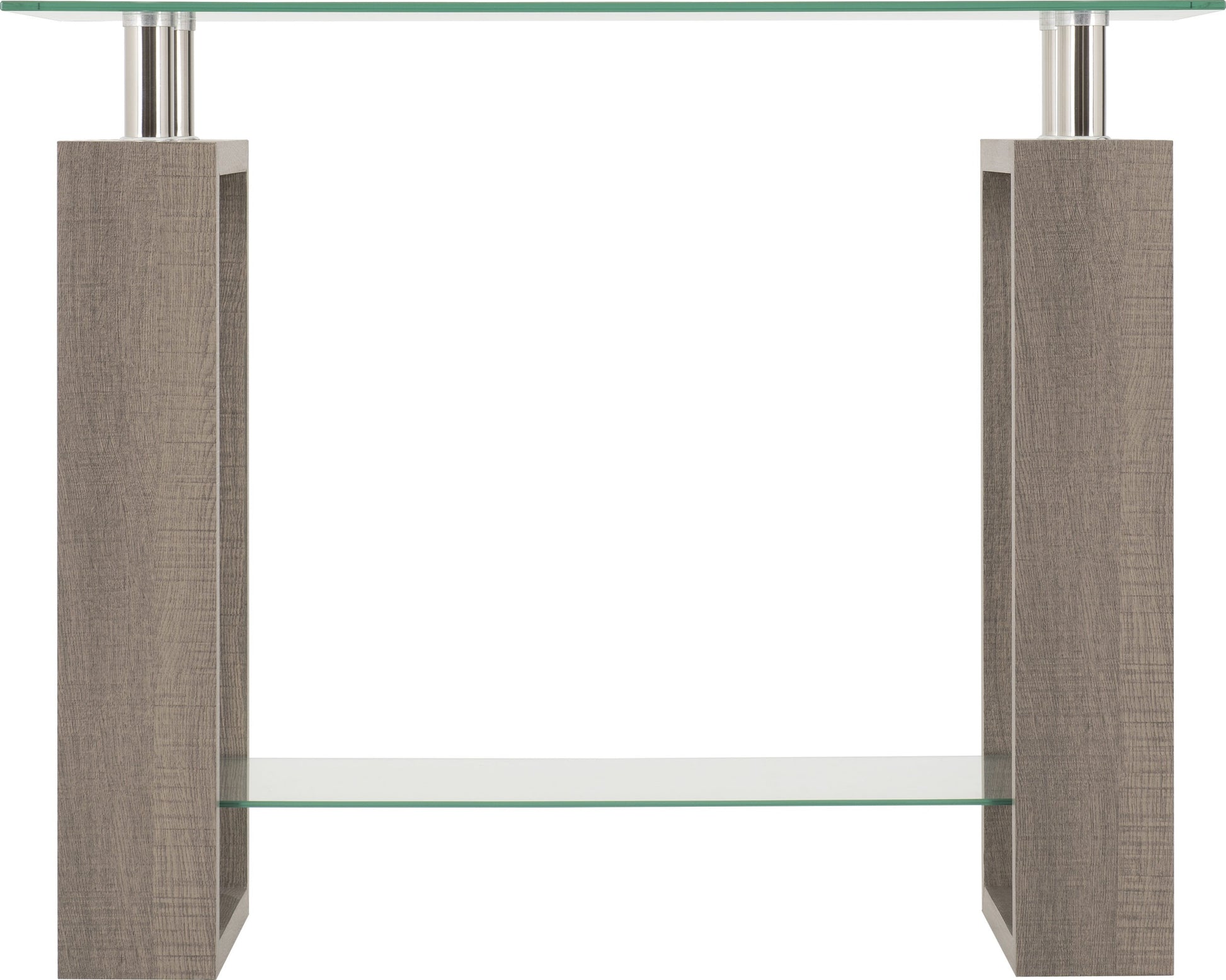 Milan Console Table - Light Charcoal/Clear Glass/Silver