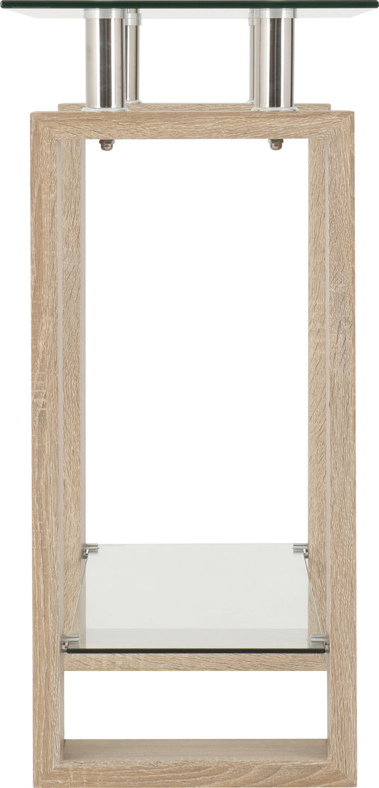 Milan Console Table - Sonoma Oak Effect Veneer/Clear Glass/Silver