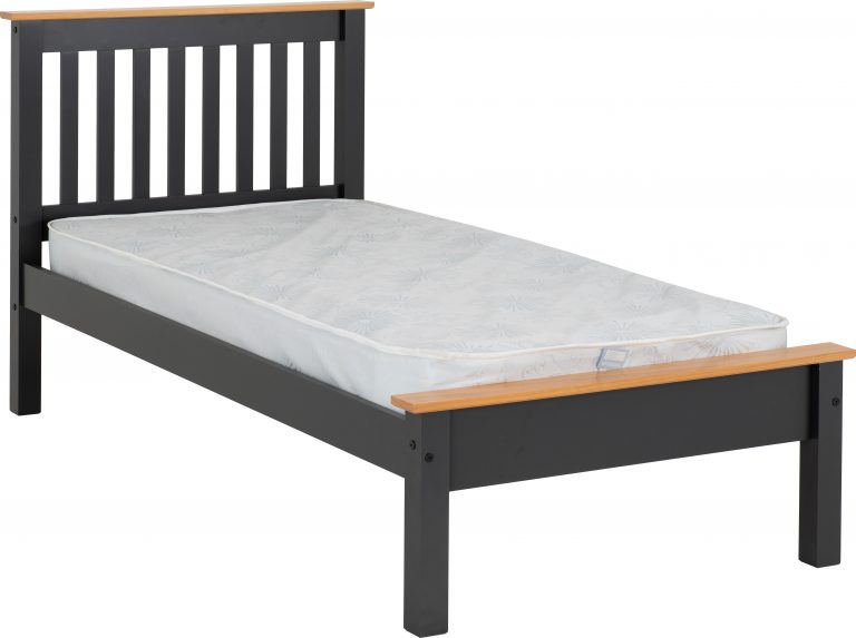 Monaco 3' Single Bed Low Foot End - Grey/Oak Effect