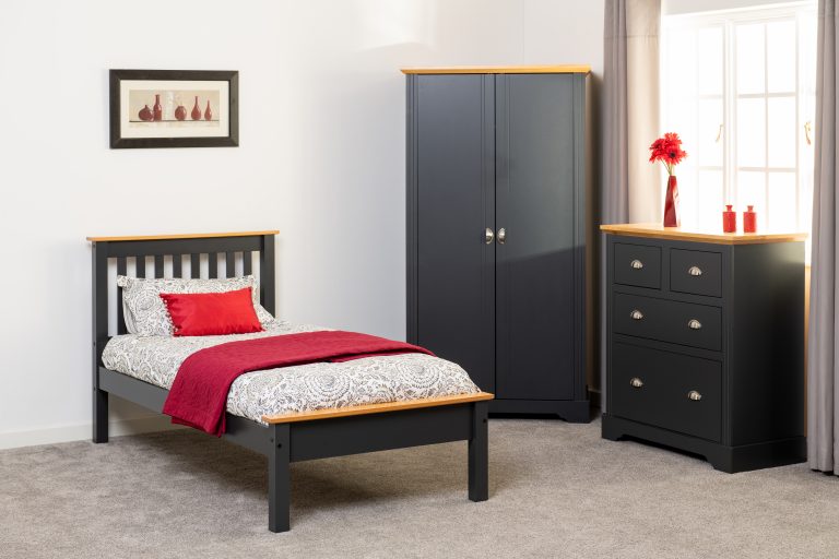 Monaco 3' Single Bed Low Foot End - Grey/Oak Effect