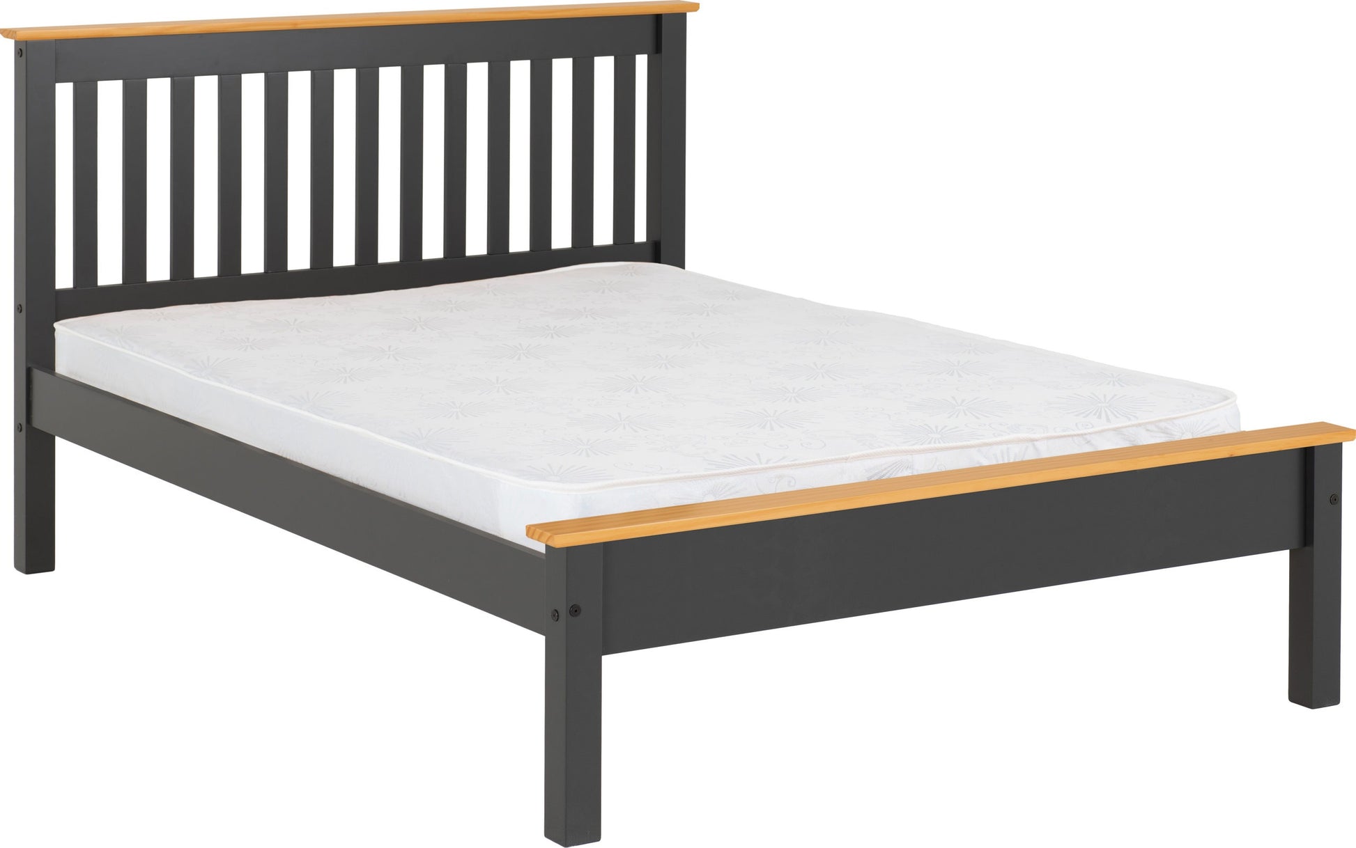 Monaco 5' King Bed Low Foot End - Grey/Oak Effect