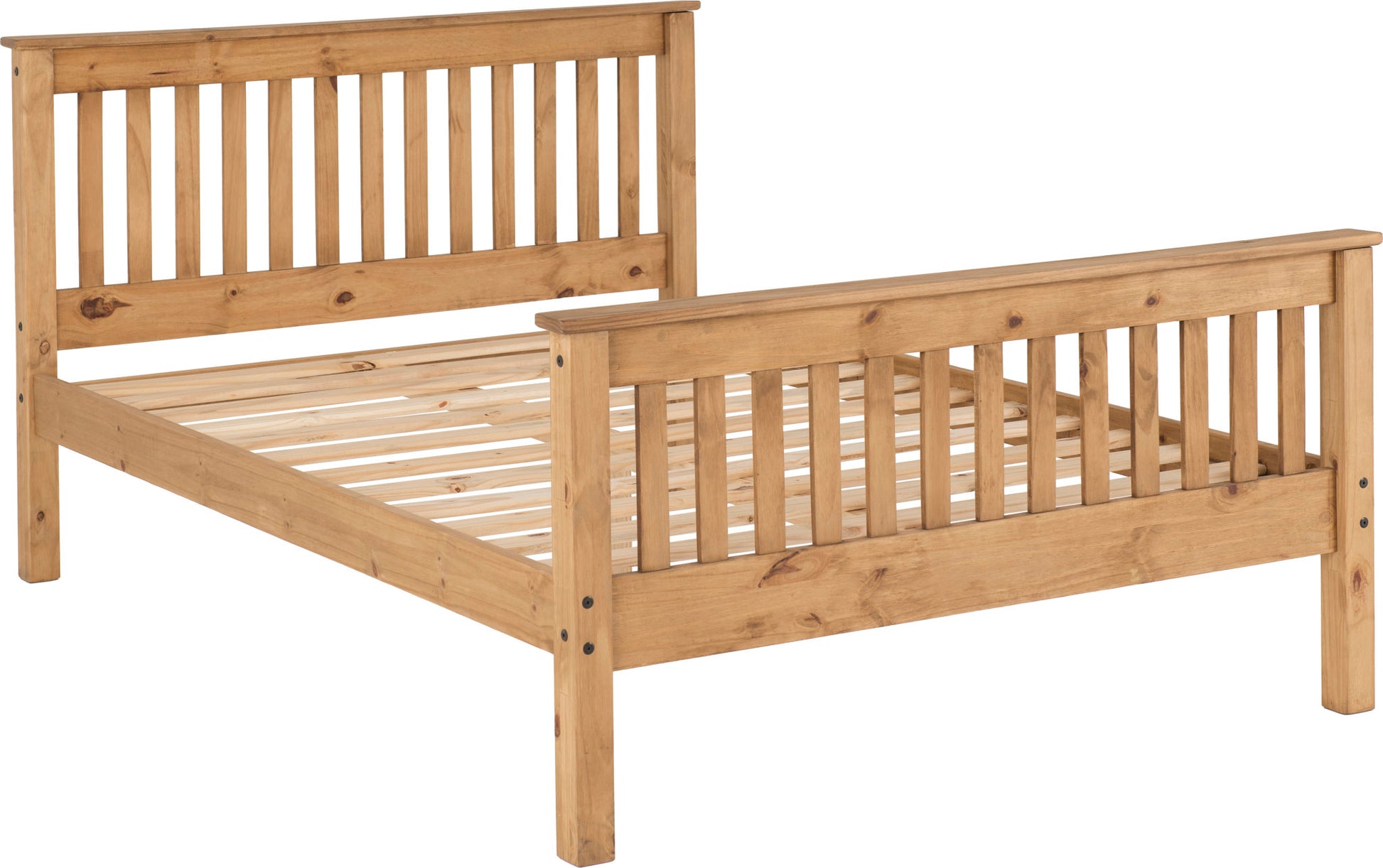 Monaco 4'6" Double Bed High Foot End - Distressed Waxed Pine