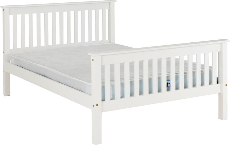 Monaco 4'6" Bed High Foot End White- The Right Buy Store