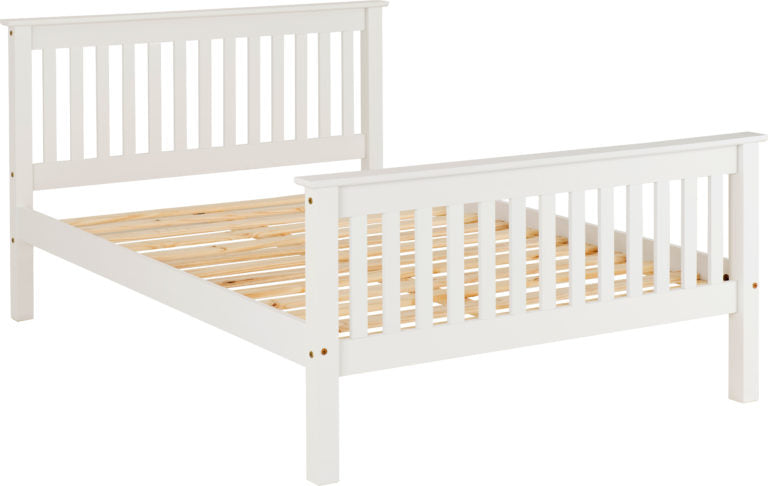 Monaco 4'6" Bed High Foot End White- The Right Buy Store