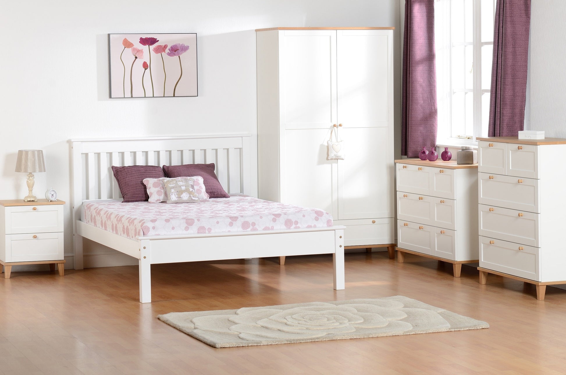 Monaco 4'6" Bed Low Foot End - White