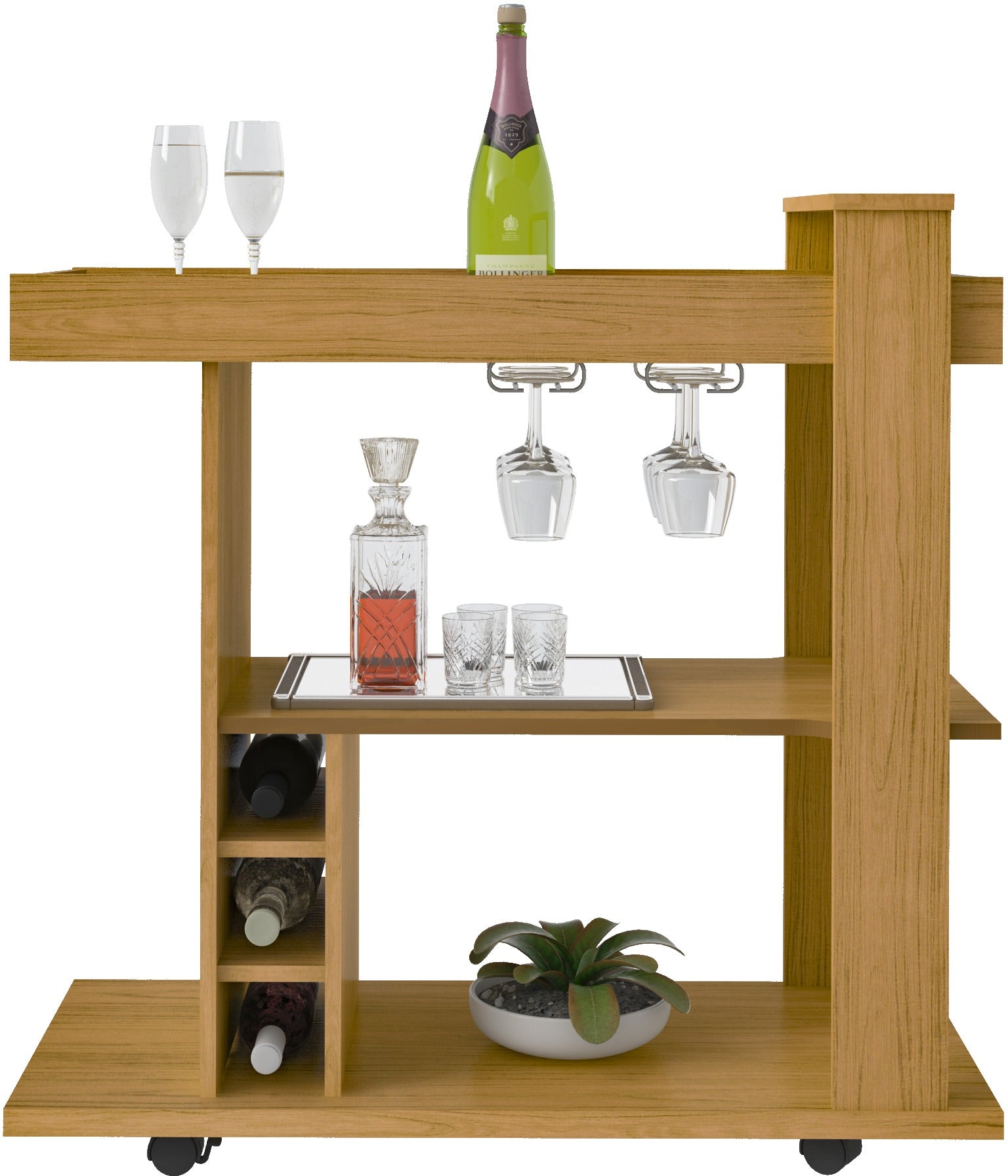 Naples Breakfast Bar/Drinks Cart- Oak Effect- The Right Buy Store