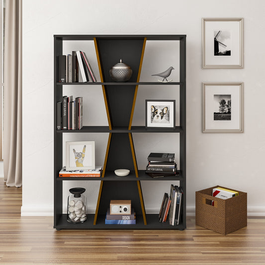 Naples Medium Bookcase Black/Pine Effect