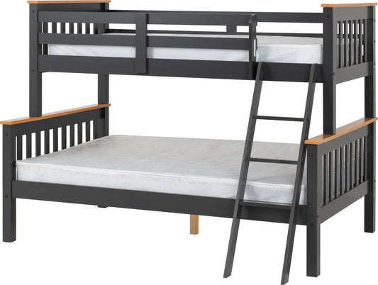 Neptune Triple Sleeper Bunk Bed - Grey/Oak Effect