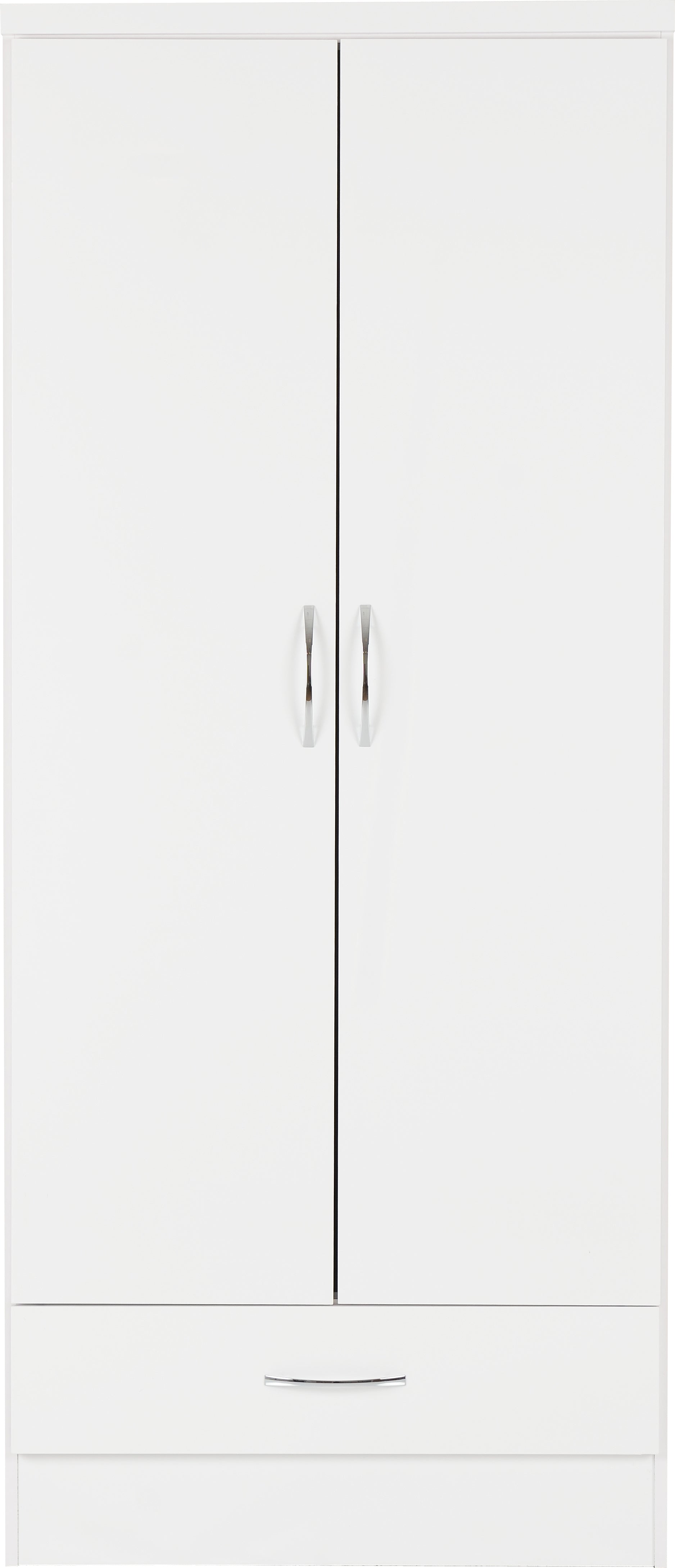 Nevada 2 Door 1 Drawer Wardrobe - White Gloss