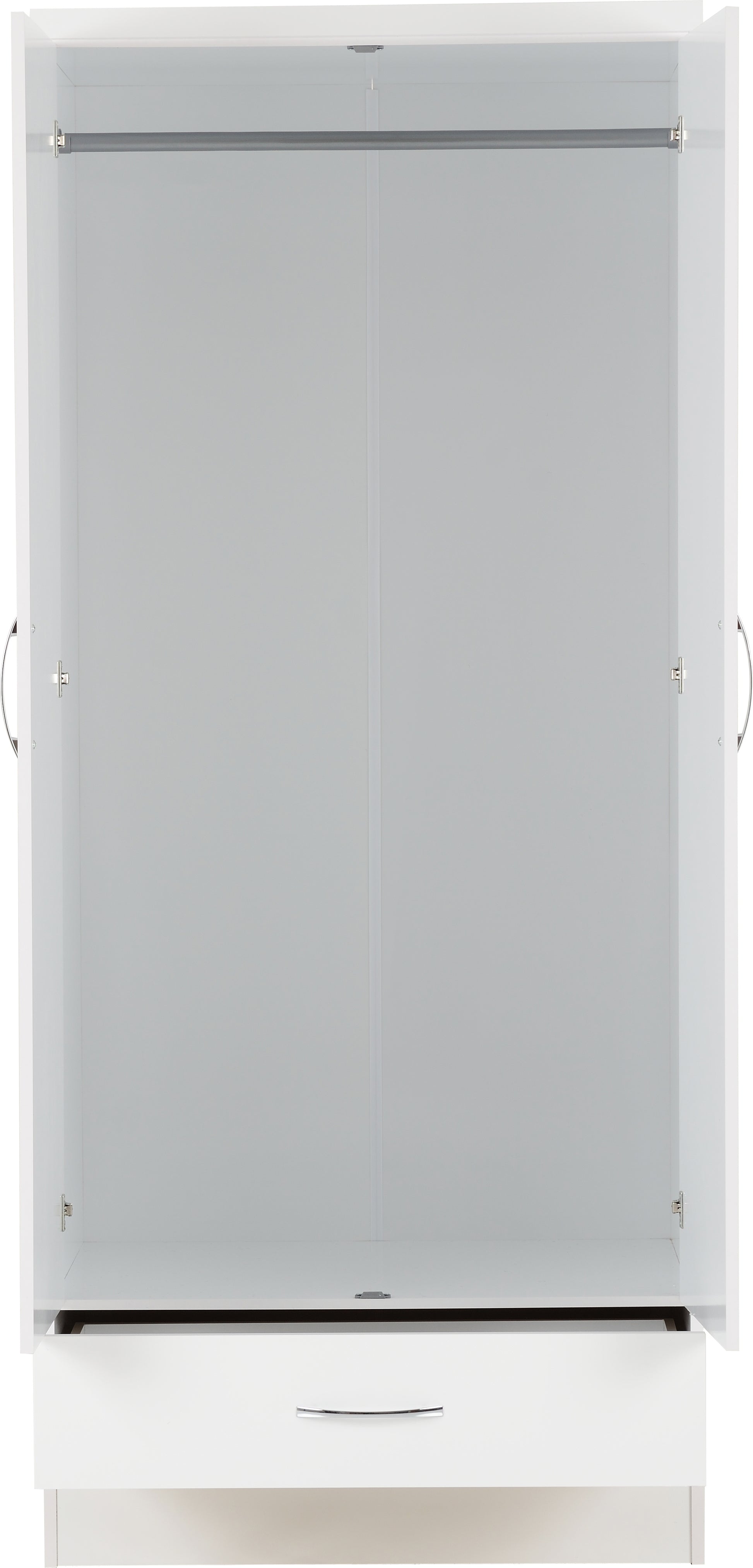 Nevada 2 Door 1 Drawer Wardrobe - White Gloss