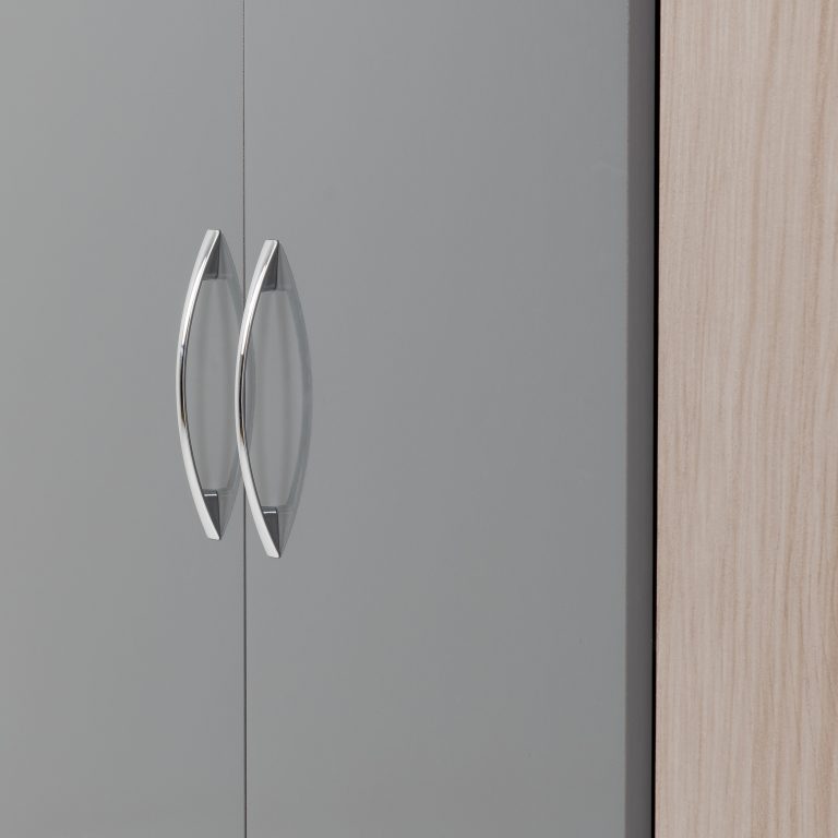 Nevada 2 Door Corner Wardrobe - Grey Gloss/Light Oak Effect Venee