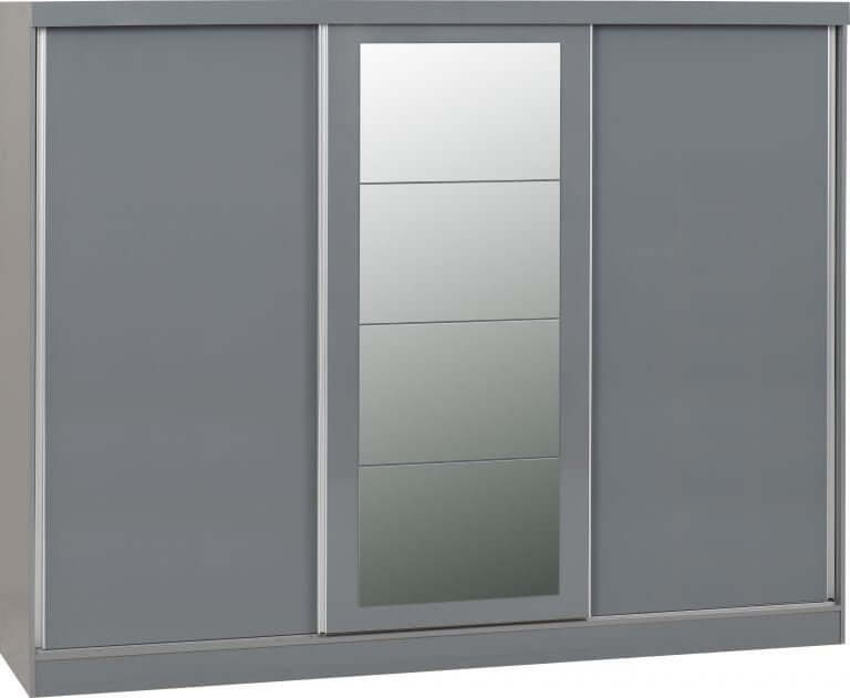 Nevada 3 Door Sliding Wardrobe - Grey Gloss