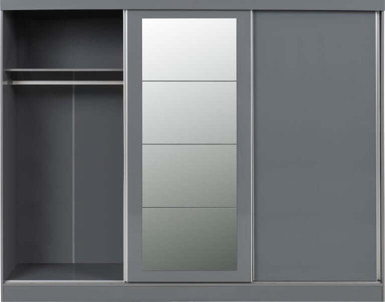 Nevada 3 Door Sliding Wardrobe - Grey Gloss