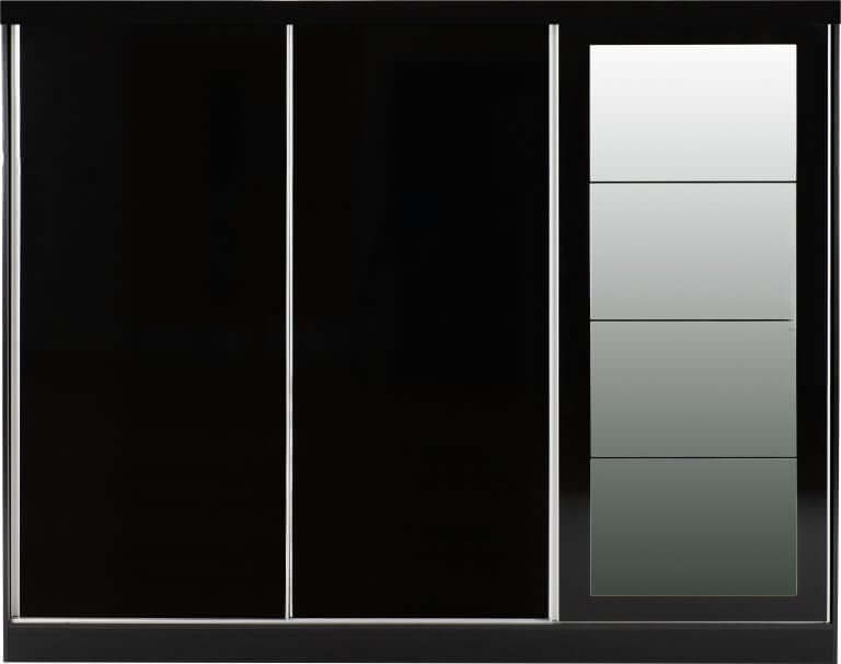 Nevada 3 Door Sliding Wardrobe - Black Gloss