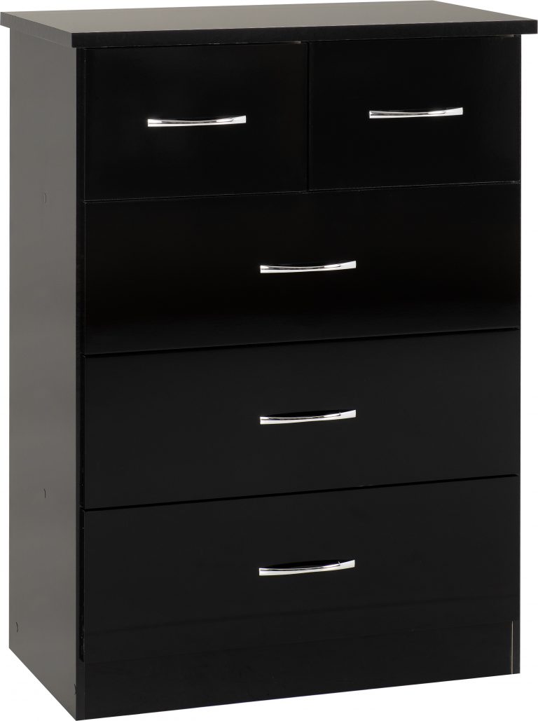 Nevada 3+2 Chest of Drawers - Black Gloss