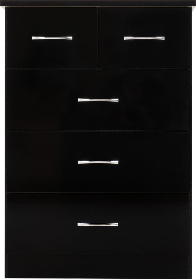 Nevada 3+2 Chest Of Drawers- Black Gloss