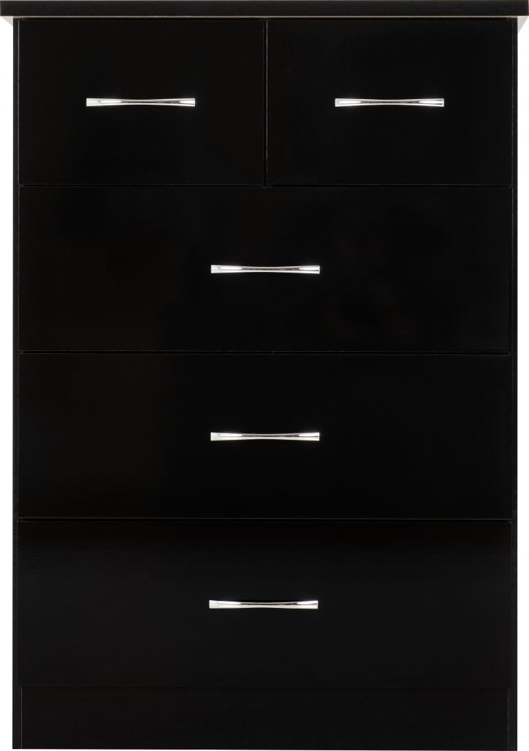 Nevada 2 Door 1 Drawer Wardrobe Bedroom Set - Black Gloss