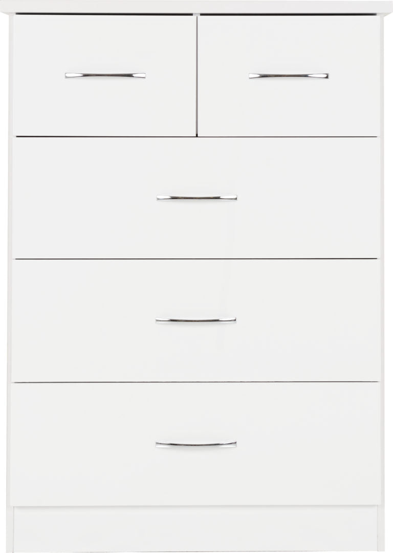 Nevada 3+2 Drawer Chest White Gloss- The Right Buy Store