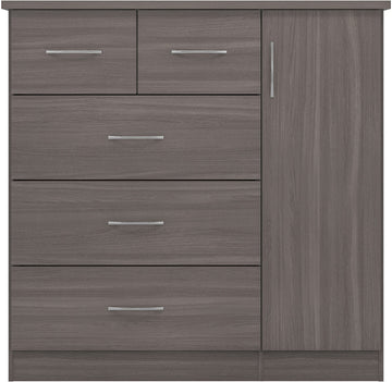 Nevada 5 Drawer Low Wardrobe - Black Wood Grain